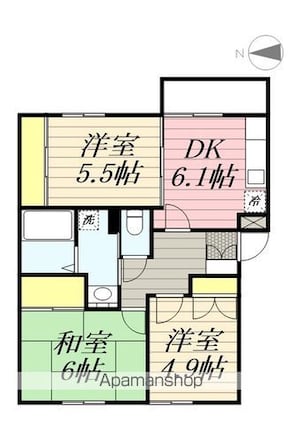和歌山県和歌山市杭ノ瀬[3DK/56.42m2]の間取図