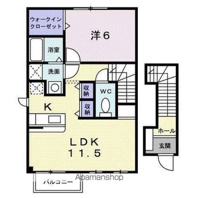 ロイヤルピジョンⅢ[1LDK/46.28m2]の間取図