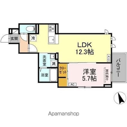 ＡｓｓｅｔーＣｏｕｒｔ調布ヶ丘[1LDK/41.65m2]の間取図