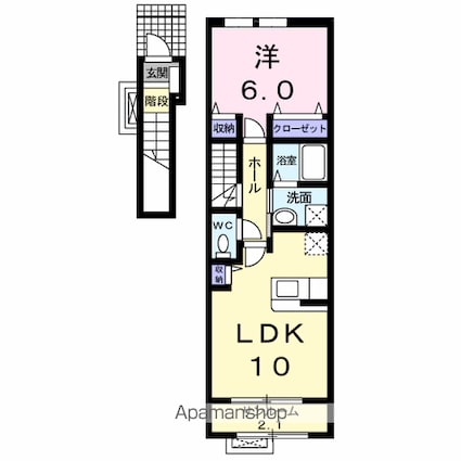 洸樹Ⅱ[1LDK/46.28m2]の間取図