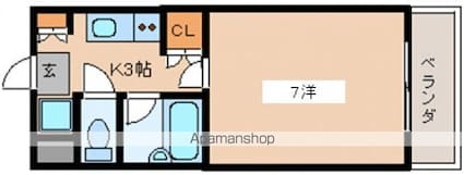 エクセルタナカ[1K/21m2]の間取図