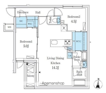 ＳＯＬＡＳＩＡｒｅｓｉｄｅｎｃｅ亀戸[2LDK/58.21m2]の間取図