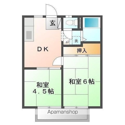 サンビレッジ川口[2DK/35.91m2]の間取図