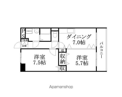 ブランコカメーリア[2DK/48.16m2]の間取図