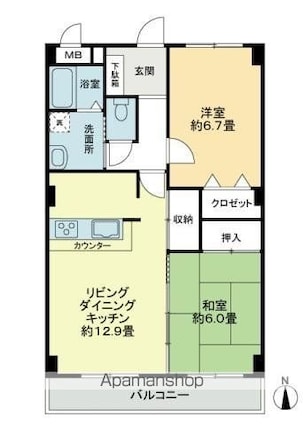フォブールつるうち[2LDK/59.28m2]の間取図
