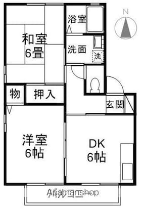 アベニューミキＢ棟[2DK/46.75m2]の間取図