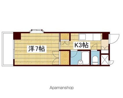イシマルアークビル[1K/22.8m2]の間取図