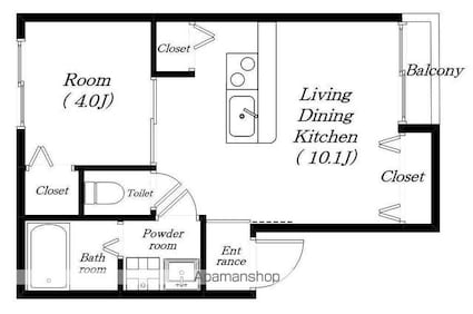 リベール東近江[1LDK/32.34m2]の間取図