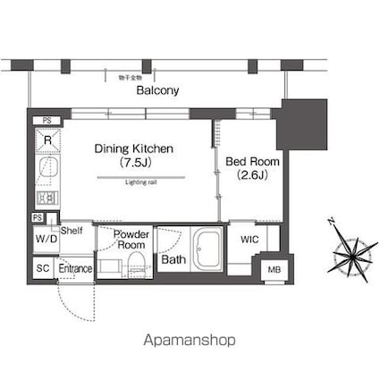 ＢｌｕＲｏｃｋ後楽園[1DK/25.01m2]の間取図
