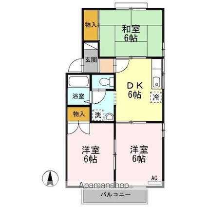 グリーンパーク新井　Ａ棟[3DK/51.09m2]の間取図