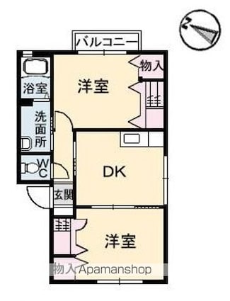 グランドメゾン平原台[2DK/47.48m2]の間取図