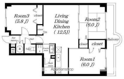 セジュール[3LDK/64.1m2]の間取図