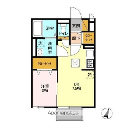 グランモア登戸　壱番館[1DK/29.25m2]の間取図