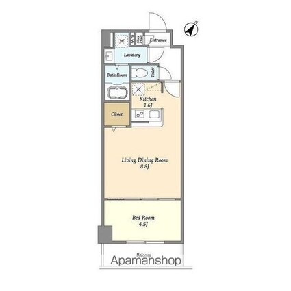アルファコート常盤台３[1LDK/35.75m2]の間取図