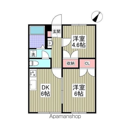 エレミタージュ[2DK/38.83m2]の間取図