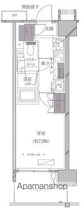Ａーｓｔａｎｄａｒｄ芝浦[1K/25.5m2]の間取図