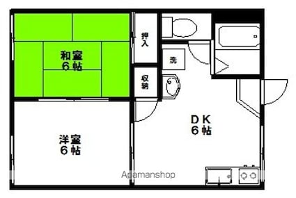 中山グリーンハイツ[2DK/35m2]の間取図
