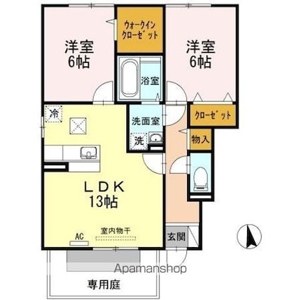 セジュールコートＡ・Ｂ[2LDK/61.27m2]の間取図