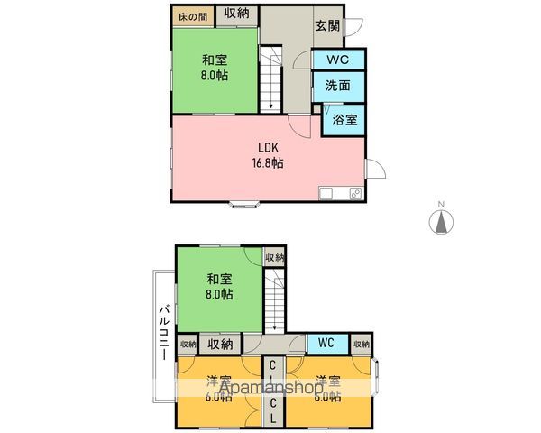 名鉄名古屋本線 矢作橋駅 徒歩4分 2階建 築38年の間取り写真
