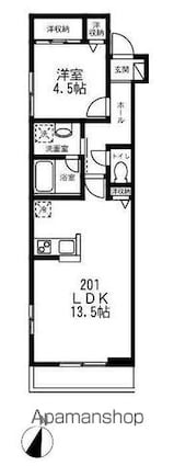ウィステリア世田谷[1LDK/43.67m2]の間取図