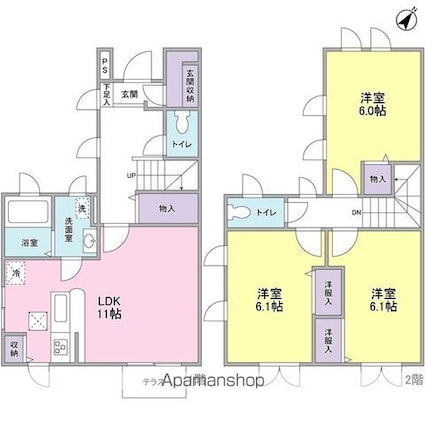 フェアリーガーデンたまがわＡ棟[3LDK/78.06m2]の間取図