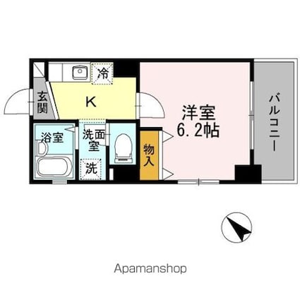 クレールＯＳＹ[1K/23.22m2]の間取図