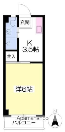 第６グリーンハイツ[1K/19.44m2]の間取図
