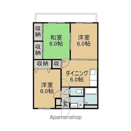 ロイヤルハイツ[3DK/56.85m2]の間取図