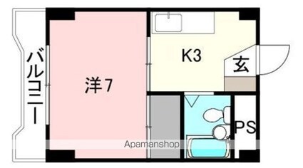キジヤ千舟ビル[1K/19.8m2]の間取図