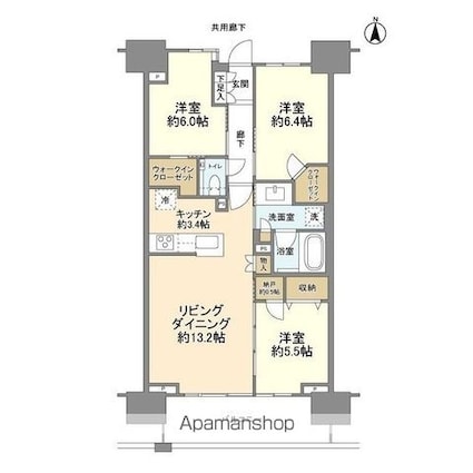 プラウドタワー清澄白河[3LDK/76.64m2]の間取図