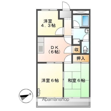 ハイツオータム[3DK/49.5m2]の間取図