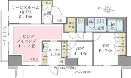 Ｂｒｉｌｌｉａ　ｉｓｔ　東雲キャナルコート[2SLDK/72.33m2]の間取図