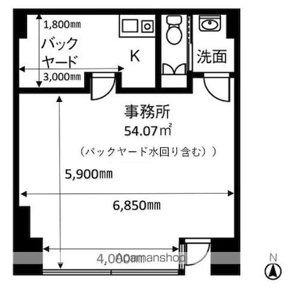 アルバックス金宝町フォートプレイス１０１号室[1R/54.07m2]の間取図