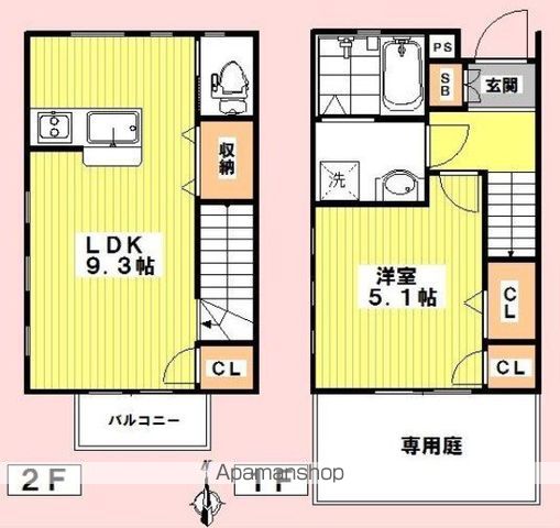 小平市学園西町のアパートの間取り