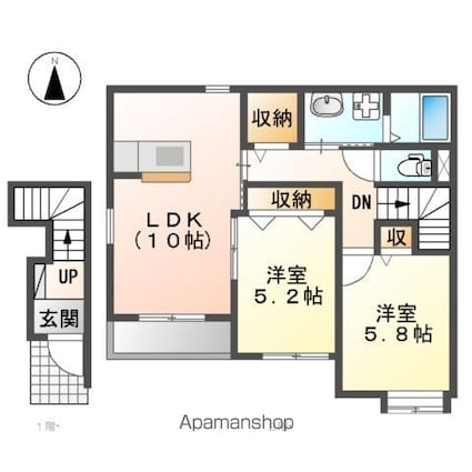 カーサビアンカ[2LDK/53.64m2]の間取図