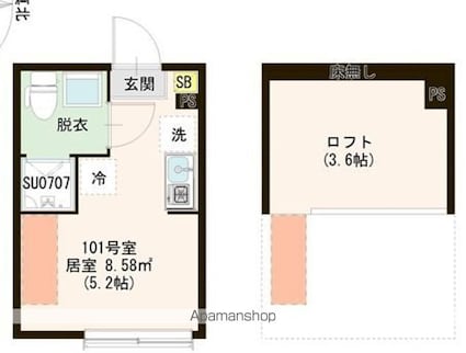 東京都練馬区上石神井２丁目[1R/12.18m2]の間取図