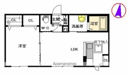 ジュピター[1LDK/40.85m2]の間取図