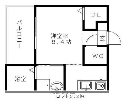 ユイットロワ[1R/21.36m2]の間取図
