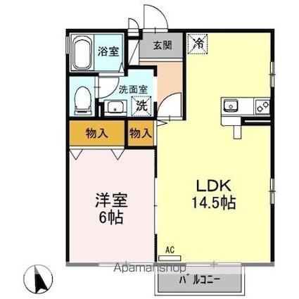 八反田サウス[1LDK/47.19m2]の間取図
