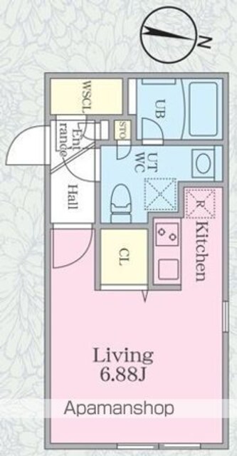 ＧＲＡＮ　ＰＡＳＥＯ　明大前Ⅲ[1K/25.9m2]の間取図