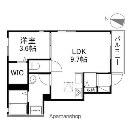 ルート・エイト[1LDK/34.37m2]の間取図