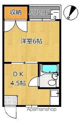 メゾンボヌール[1DK/21m2]の間取図