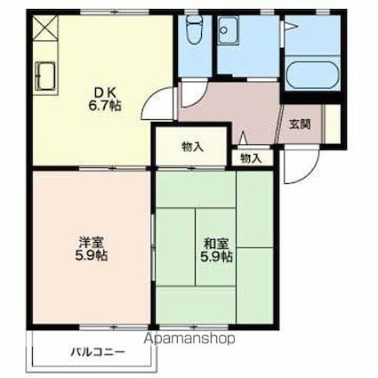 フォーレスＡＩ[2DK/43.54m2]の間取図