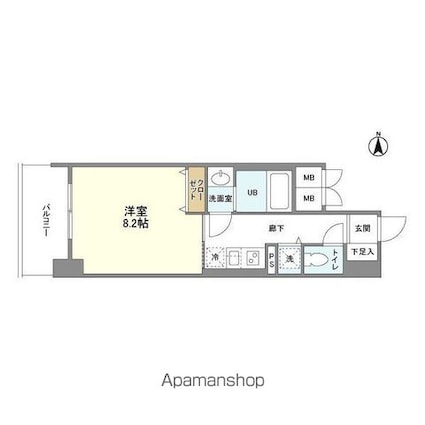 大阪府大阪市中央区道修町１丁目[1K/28.66m2]の間取図