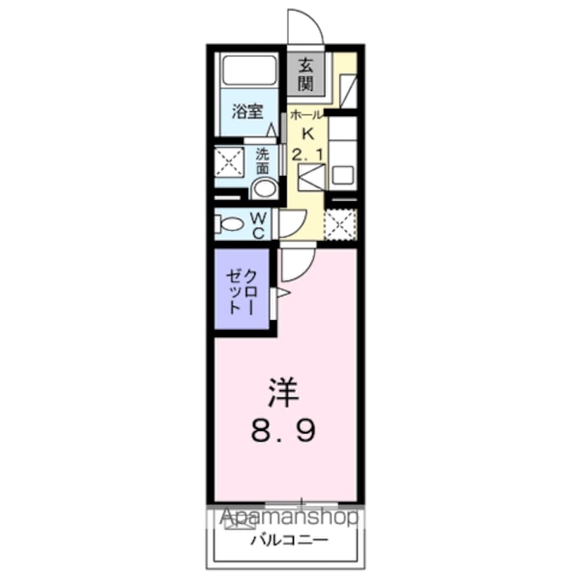 シャルム肥後Ⅱ[1K/31.35m2]の間取図