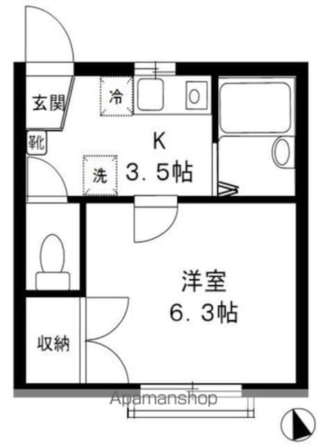 プラムコット[1K/21.09m2]の間取図