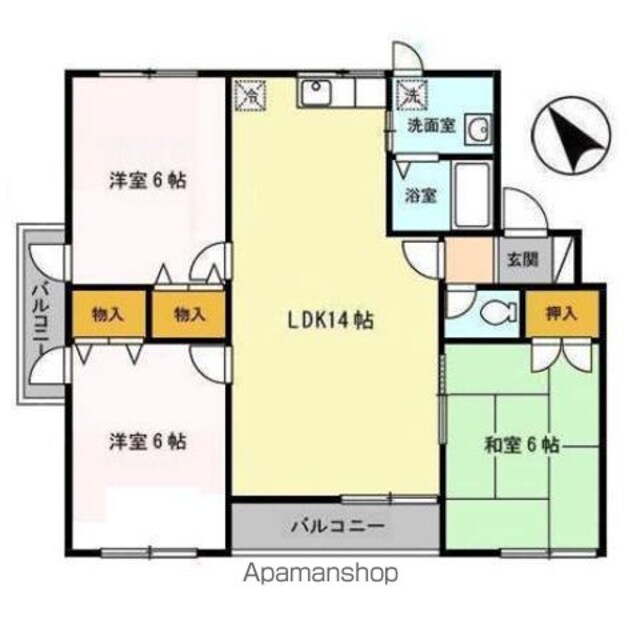 シャトゥソレイユ[3LDK/66.24m2]の間取図