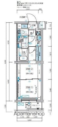 メインステージ成増Ⅱ[2K/25.5m2]の間取図