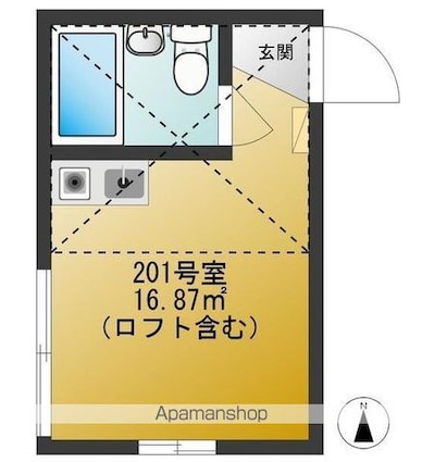 ｍｙ　ｐｌａｎ阿佐谷南[1R/16.87m2]の間取図