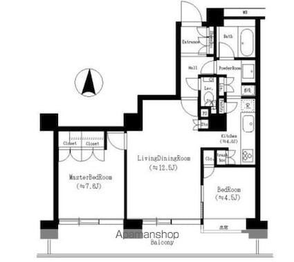 リバーポイントタワー[2LDK/64.64m2]の間取図